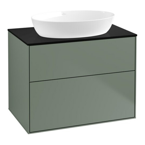 V&B Waschtischunterschrank Finion 80x60,3cm, Abd.-Pl. bla m, Oli. m Lac