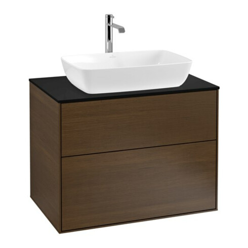 V&B Waschtischunterschrank Finion 80x60,3cm, Abd.-Pl. bla m, Walnut veneer