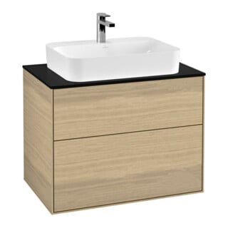 V&B Waschtischunterschrank Finion 80x60,3cm, Abd.-Pl. bla matt, Oak Veneer