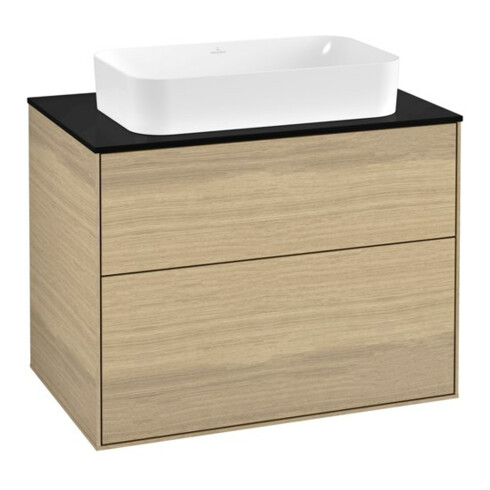 V&B Waschtischunterschrank Finion 80x60,3cm, Abd.-Pl. bla matt, Oak Veneer