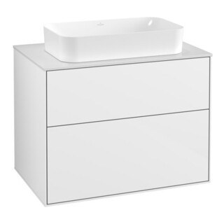 V&B Waschtischunterschrank Finion 80x60,3cm, Abd.-Pl. wh. m, glo wh. Lac