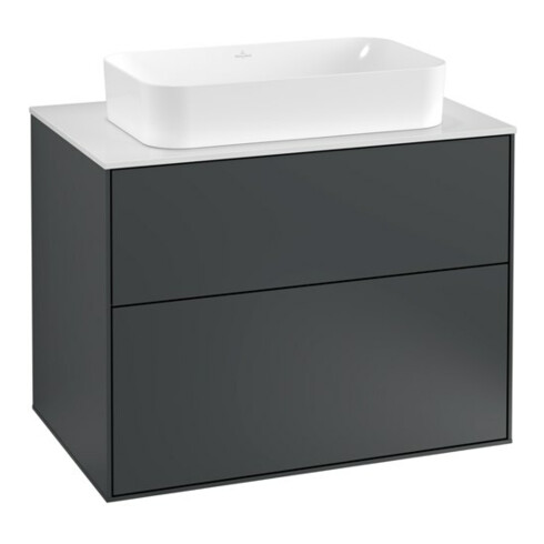 V&B Waschtischunterschrank Finion 80x60,3cm, Abd.-Pl. wh. m, md bl. m Lac
