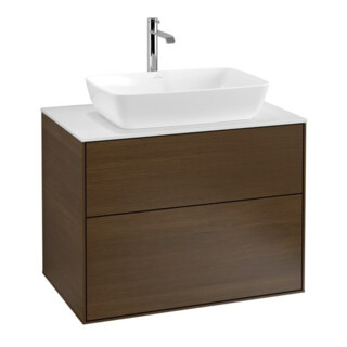 V&B Waschtischunterschrank Finion 80x60,3cm, Abd.-Pl. wh. m, Walnut veneer