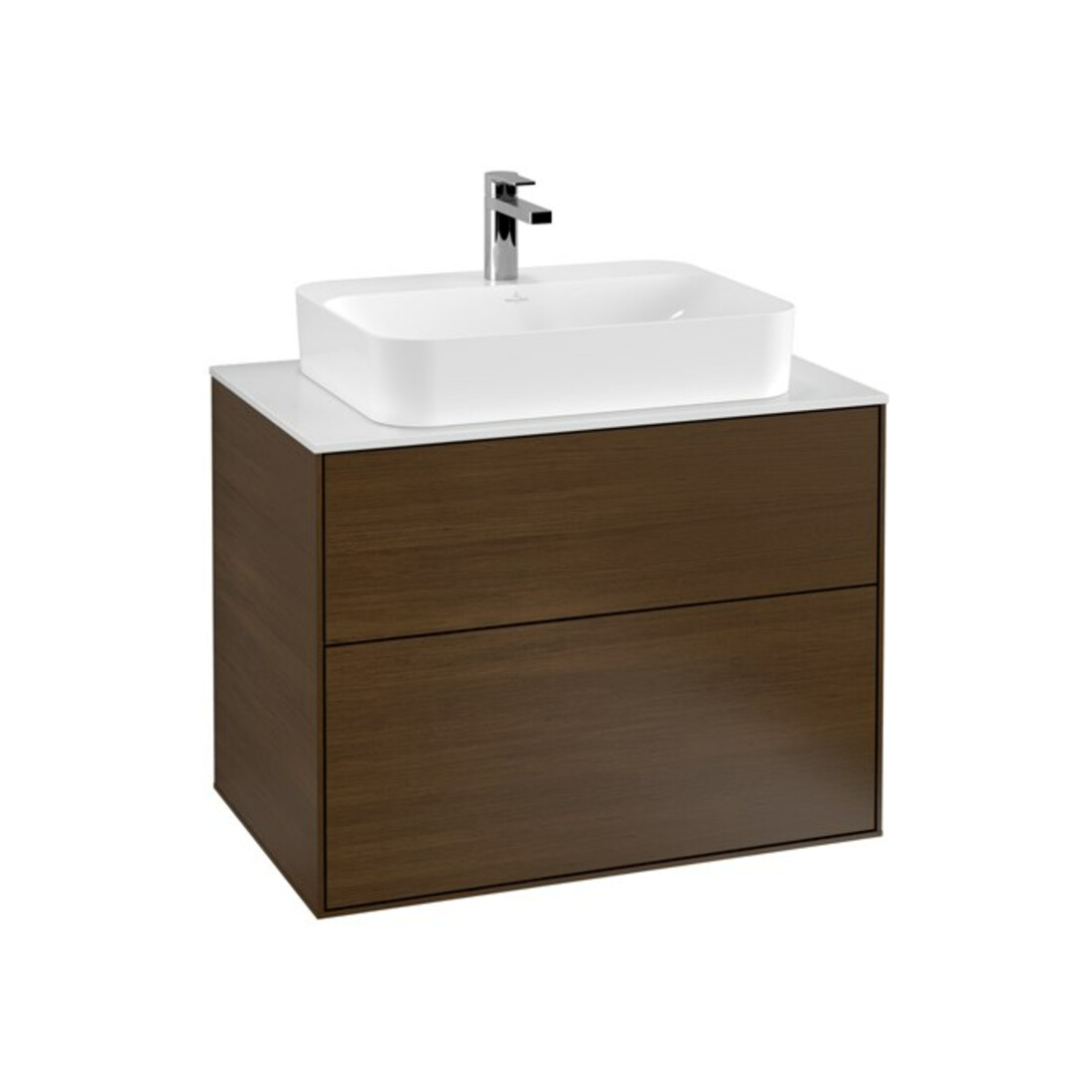 V&B Waschtischunterschrank Finion 80x60,3cm, Abd.-Pl. wh. m, Walnut veneer