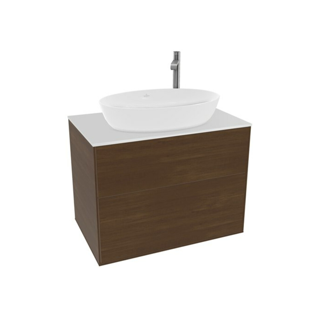 V&B Waschtischunterschrank Finion 80x60,3cm, Abd.-Pl. wh. m, Walnut veneer