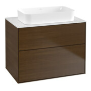 V&B Waschtischunterschrank Finion 80x60,3x50,1mm, Gl. wh. m, Walnut veneer