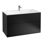 V&B Waschtischunterschrank Finion 99,6x59,1x49,8cm, bla m Lac, m Wandbeleuchtung