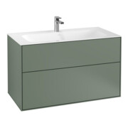 V&B Waschtischunterschrank Finion 99,6x59,1x49,8cm, Oli. m Lac, m Wandbeleuchtung