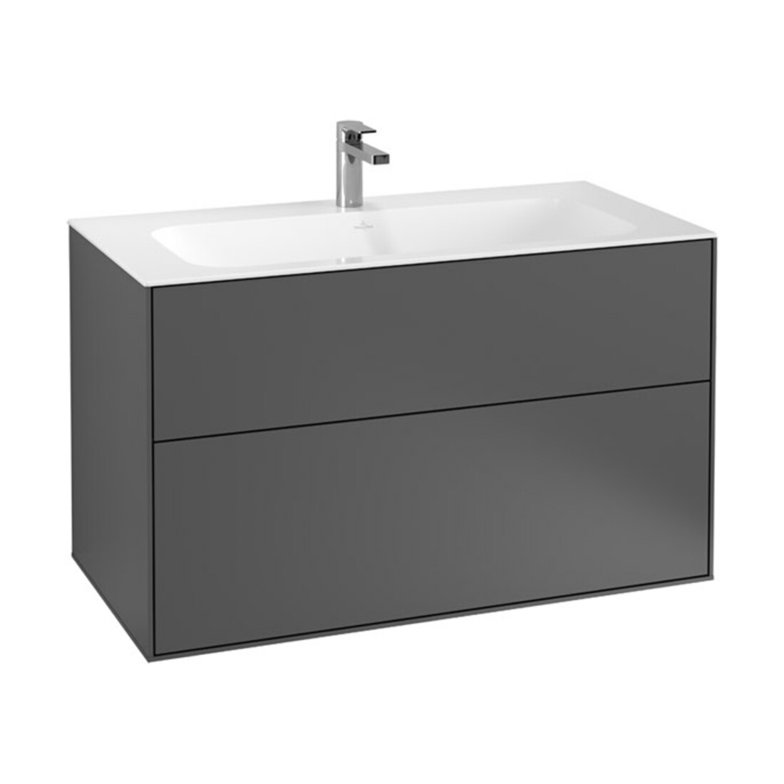 V&B Waschtischunterschrank Finion 99,6x59,1x49,8cm, si G m Lac, m Wandbeleuchtung