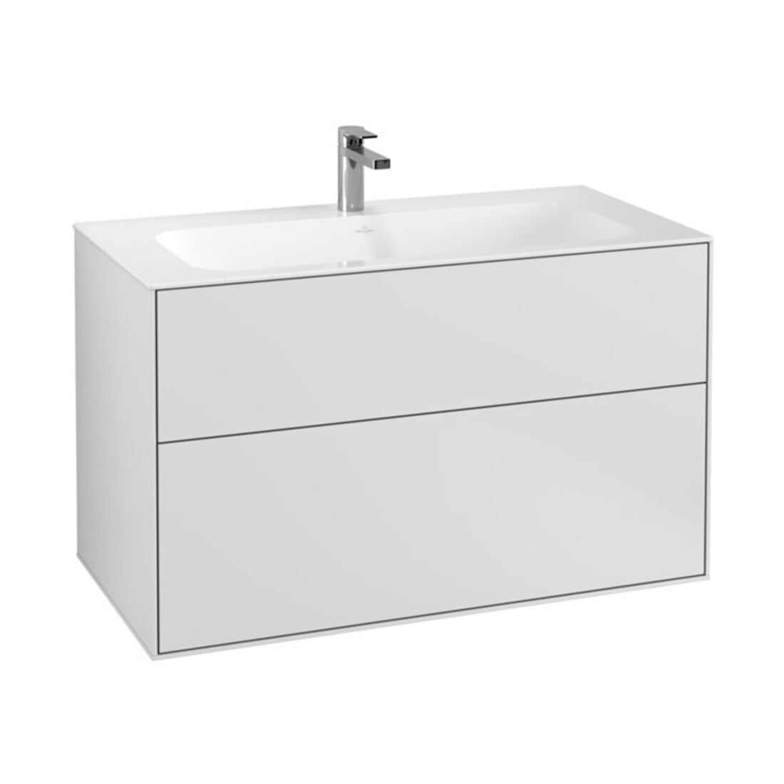 V&B Waschtischunterschrank Finion 99,6x59,1x49,8cm, wh. m Lac, m Wandbeleuchtung