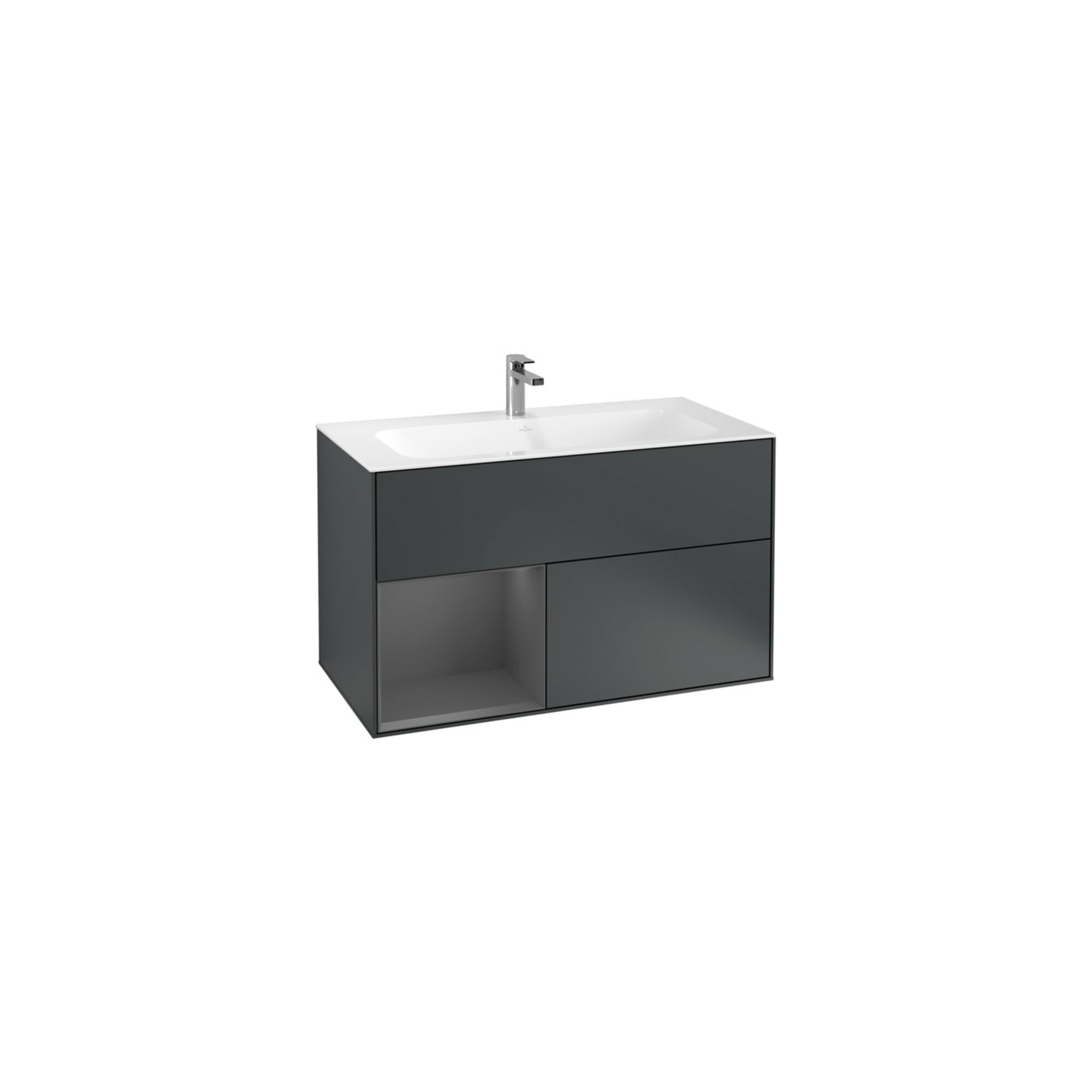 V&B Waschtischunterschrank Finion Reg li Anthrac. m, md Blue Matt Lacquer ; Villeroy & Boch