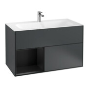 V&B Waschtischunterschrank Finion Reg li bla m Lac, md Blue Matt Lacquer
