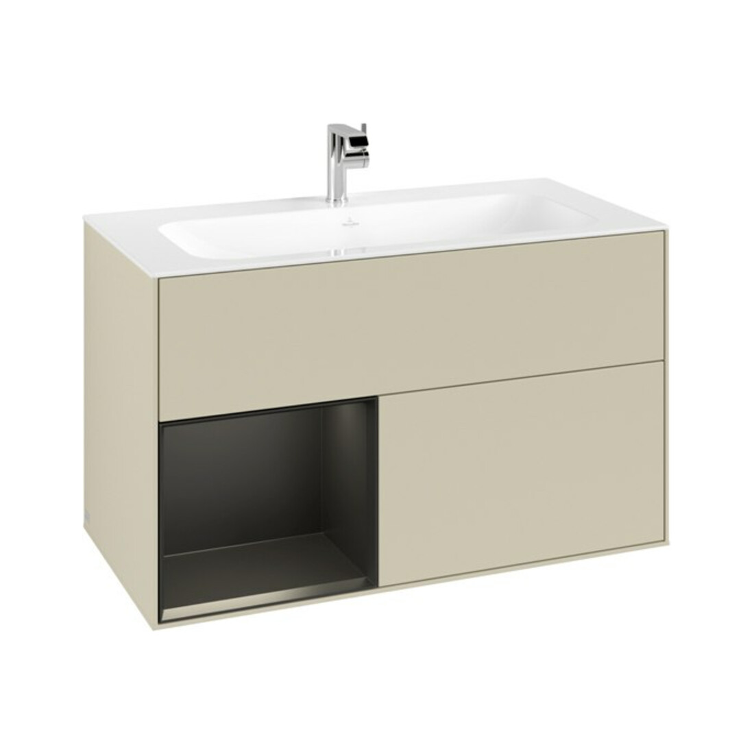 V&B Waschtischunterschrank Finion Reg li bla m Lac, Silk Grey Matt Lacquer