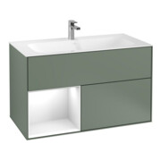 V&B Waschtischunterschrank Finion Reg li glo wh. Lac, Olive Matt Lacquer