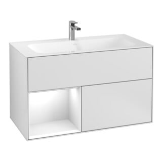 V&B Waschtischunterschrank Finion Reg li glo wh. Lac, White matt lacquer