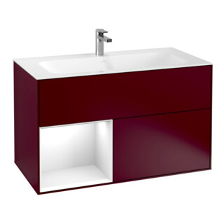 V&B Waschtischunterschrank Finion Reg li Glossy white lacquer, Peony Matt