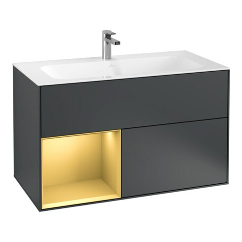 V&B Waschtischunterschrank Finion Reg li gol m, Midnight Blue Matt Lacquer