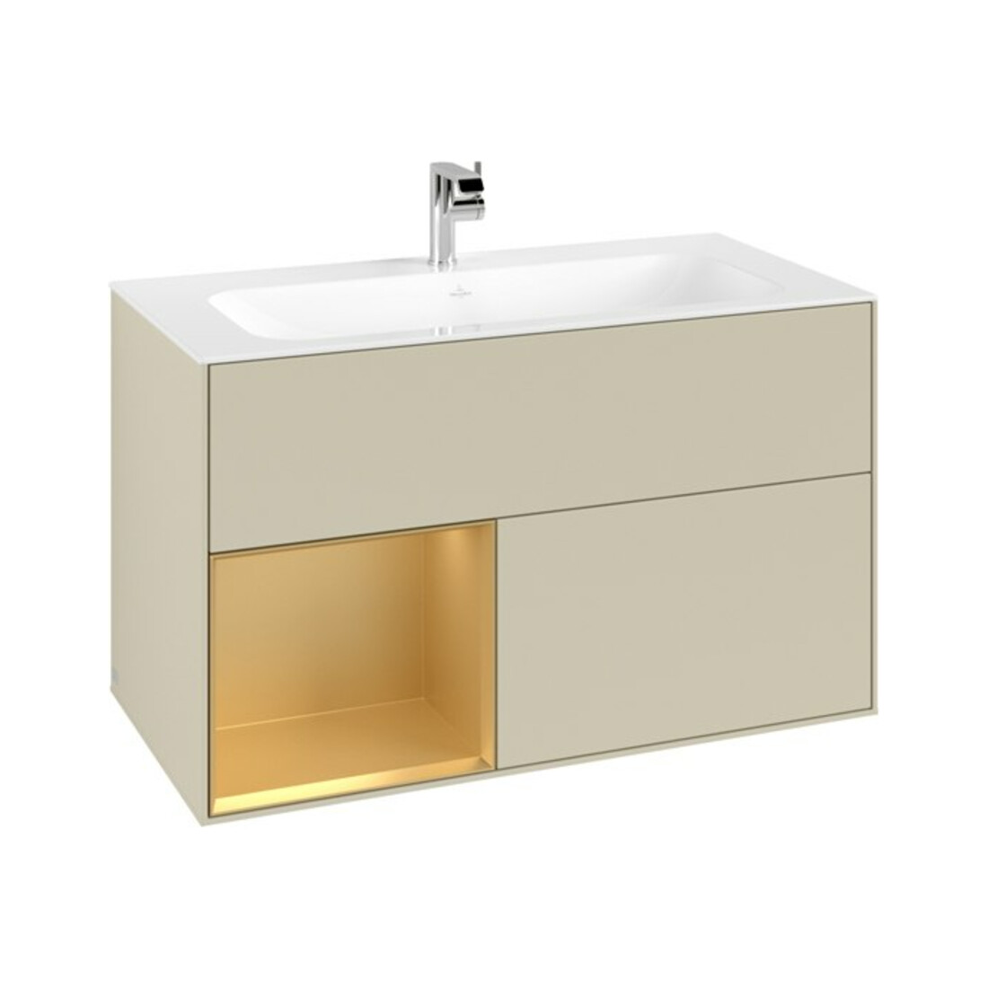 V&B Waschtischunterschrank Finion Reg li Gold matt, Silk Grey Matt Lacquer