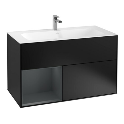V&B Waschtischunterschrank Finion Reg li md bl. m Lac, Black matt lacquer