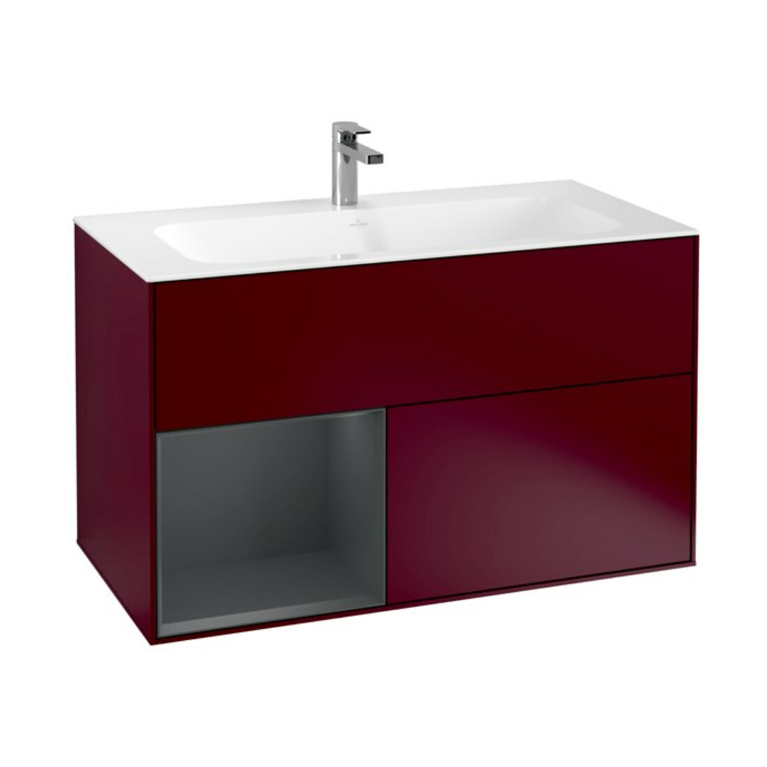 V&B Waschtischunterschrank Finion Reg li md Blue Matt Lacquer, Peony Matt