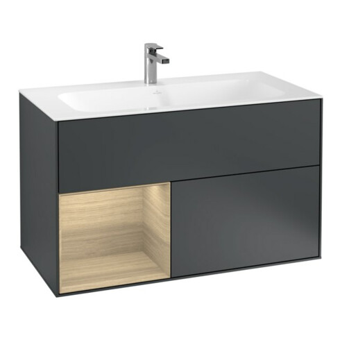 V&B Waschtischunterschrank Finion Reg li Oa ven, md Blue Matt Lacquer