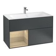 V&B Waschtischunterschrank Finion Reg li Oa ven, md Blue Matt Lacquer