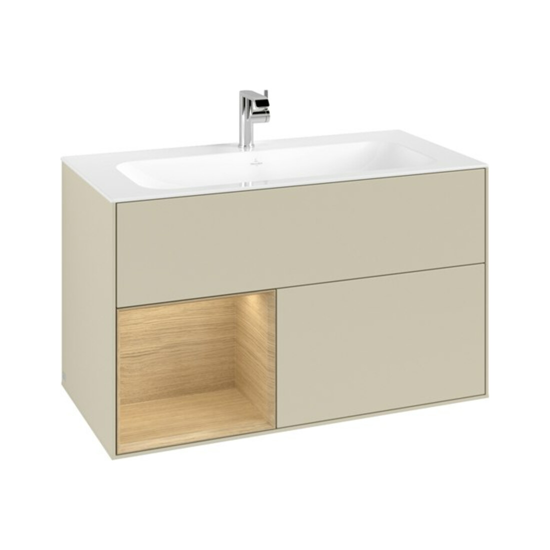 V&B Waschtischunterschrank Finion Reg li Oa Veneer, Silk Grey Matt Lacquer