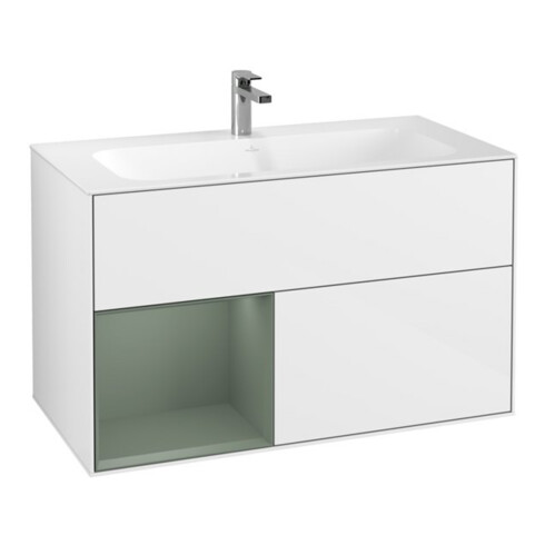 V&B Waschtischunterschrank Finion Reg li Oli. m Lac, Glossy white lacquer