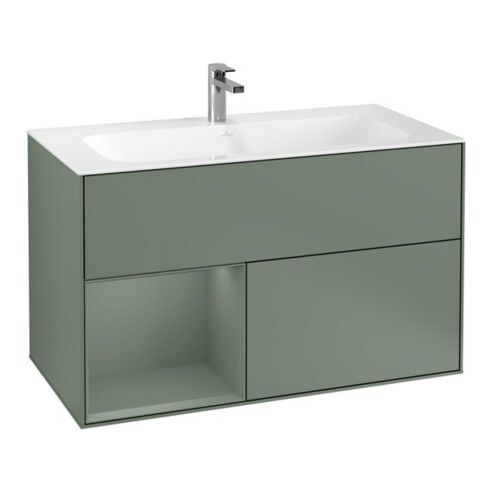 V&B Waschtischunterschrank Finion Reg li Oli. m Lac, Olive Matt Lacquer