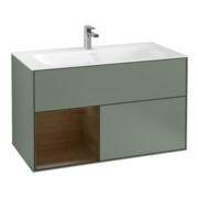 V&B Waschtischunterschrank Finion Reg li Walnut veneer, Olive Matt Lacquer