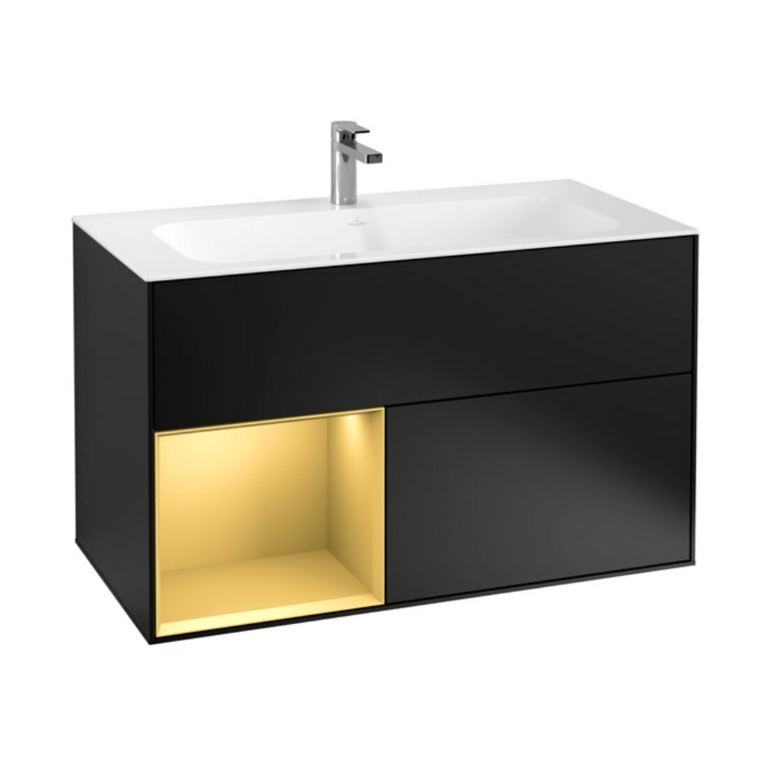 V&B Waschtischunterschrank Finion Reg links Gold matt, Black matt lacquer