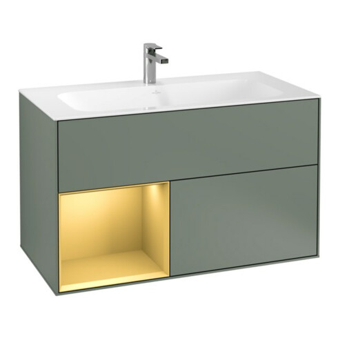 V&B Waschtischunterschrank Finion Reg links Gold matt, Olive Matt Lacquer