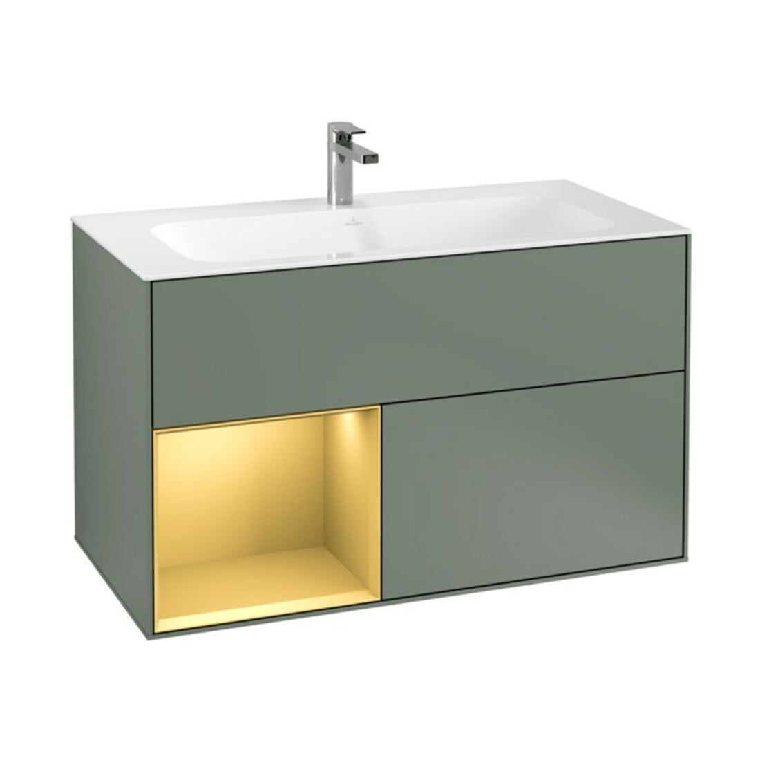 V&B Waschtischunterschrank Finion Reg links Gold matt, Olive Matt Lacquer