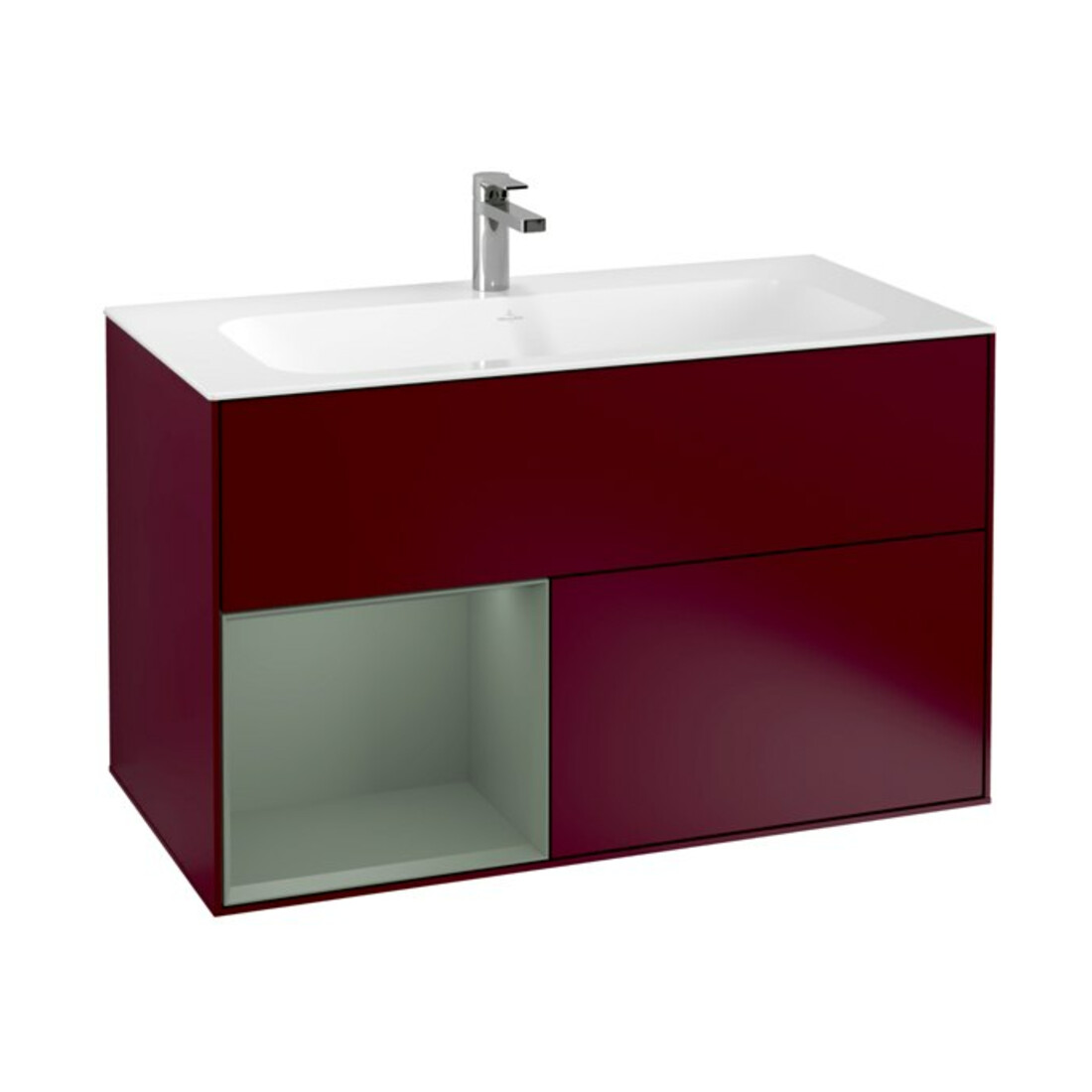 V&B Waschtischunterschrank Finion Reg links Olive Matt Lacquer, Peony Matt