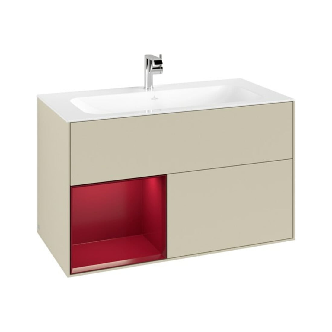 V&B Waschtischunterschrank Finion Reg links Peony, Silk Grey Matt Lacquer