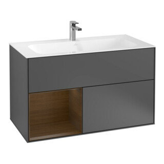 V&B Waschtischunterschrank Finion Reg links Walnut veneer, Anthracite matt