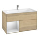 V&B Waschtischunterschrank Finion Reg links White matt lacquer, Oak Veneer-1