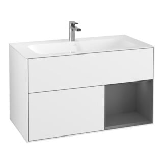 V&B Waschtischunterschrank Finion Reg re Anthrac. m, Glossy white lacquer