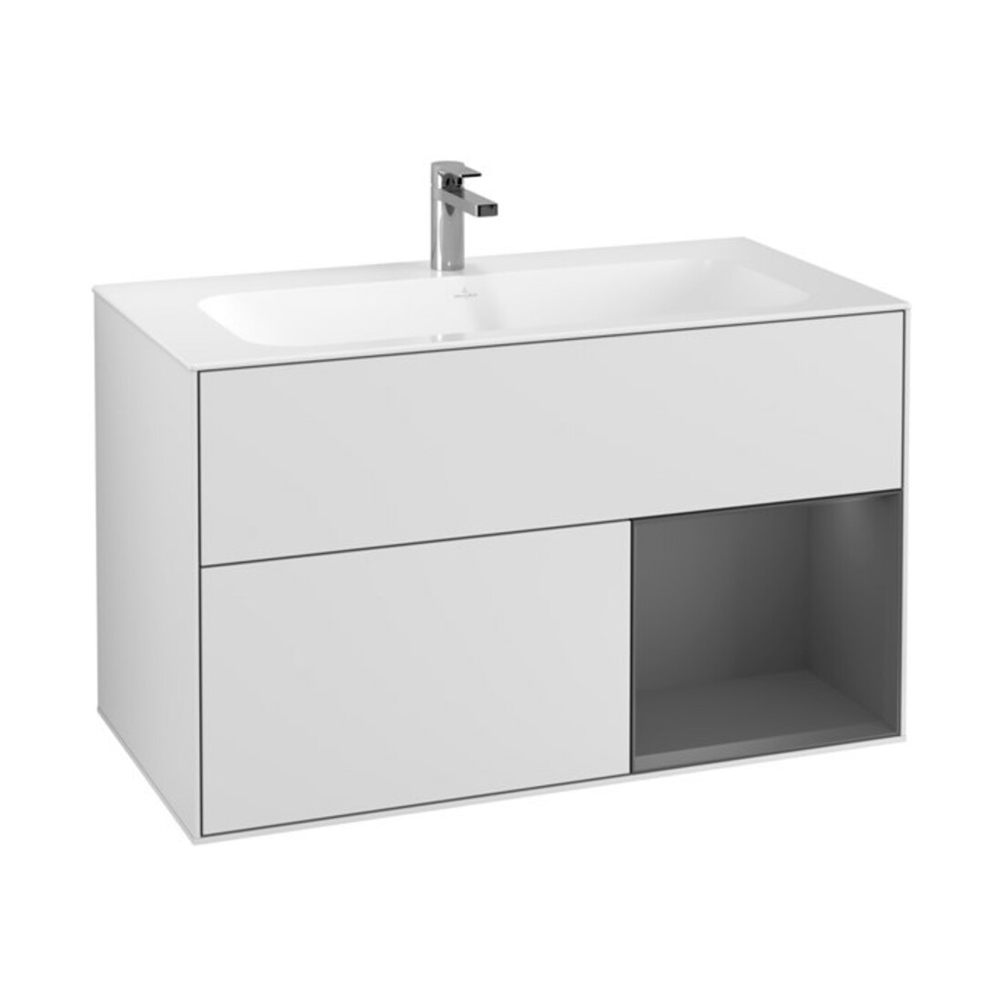 V&B Waschtischunterschrank Finion Reg re Anthrac. matt, White matt lacquer