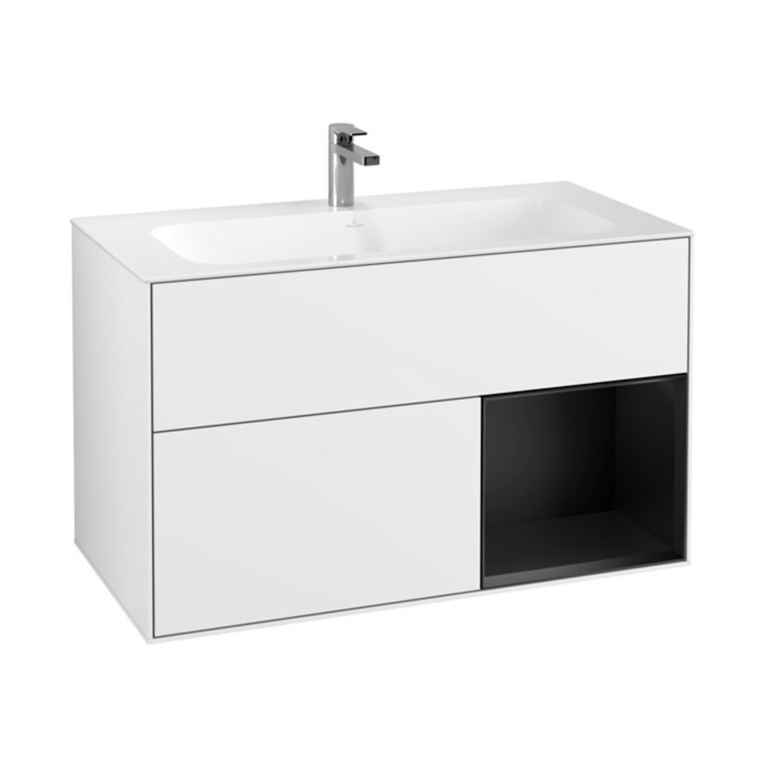 V&B Waschtischunterschrank Finion Reg re bla m Lac, Glossy white lacquer