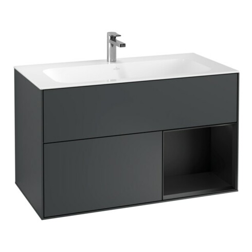 V&B Waschtischunterschrank Finion Reg re bla m Lac, md Blue Matt Lacquer