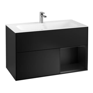 V&B Waschtischunterschrank Finion Reg re bla m lacquer, Black matt lacquer