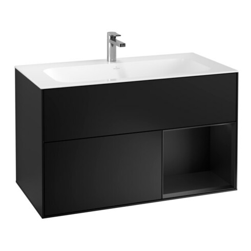 V&B Waschtischunterschrank Finion Reg re bla m lacquer, Black matt lacquer