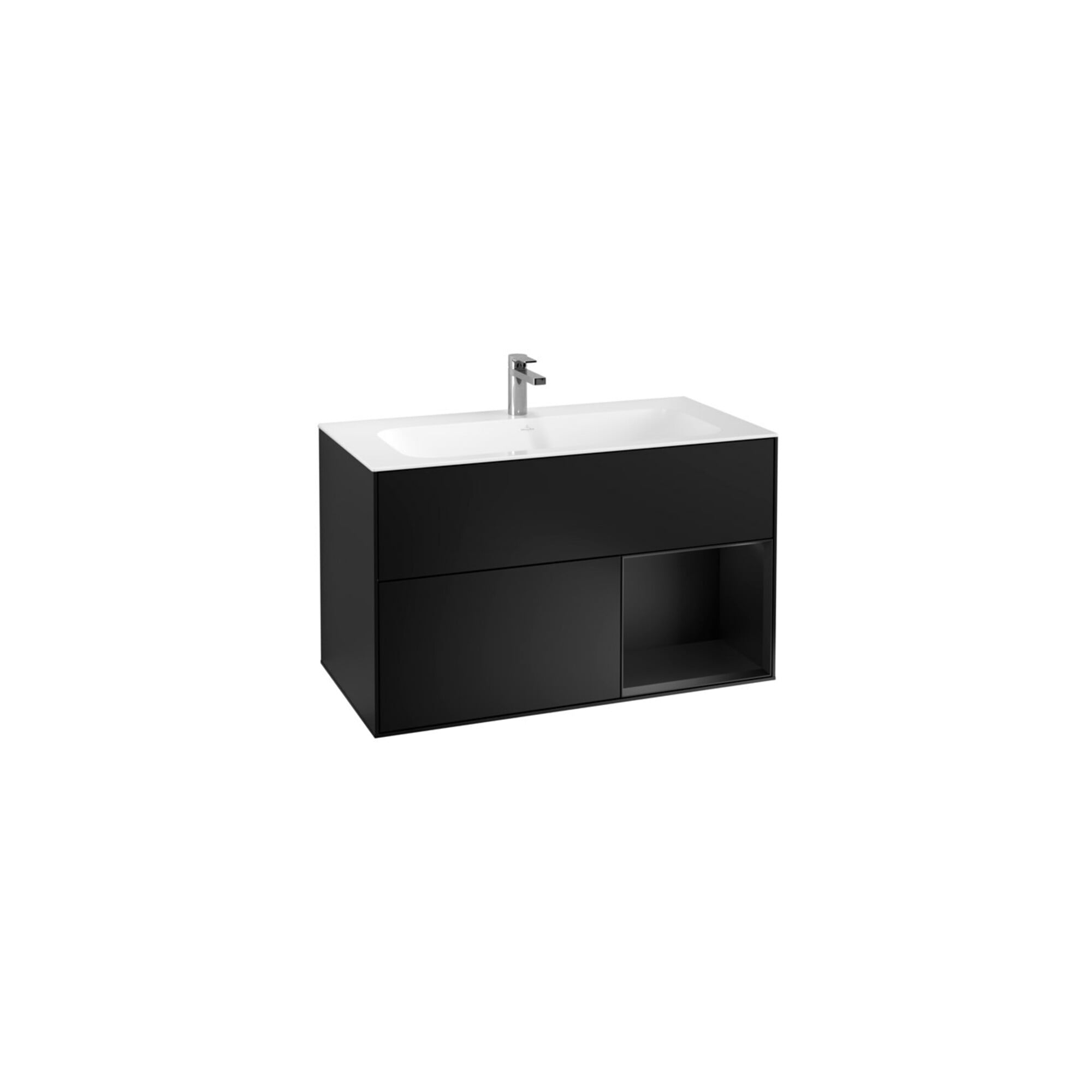 V&B Waschtischunterschrank Finion Reg re bla m lacquer, Black matt lacquer ; Villeroy & Boch