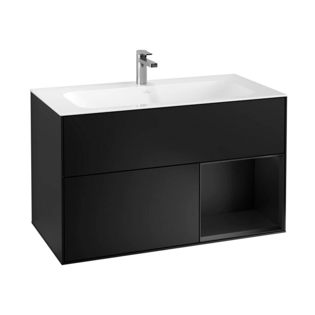 V&B Waschtischunterschrank Finion Reg re bla m lacquer, Black matt lacquer