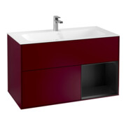 V&B Waschtischunterschrank Finion Reg re Black matt lacquer, Peony Matt