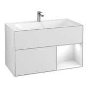 V&B Waschtischunterschrank Finion Reg re glo wh. Lac, White matt lacquer