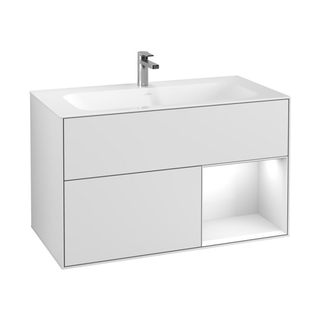 V&B Waschtischunterschrank Finion Reg re glo wh. Lac, White matt lacquer
