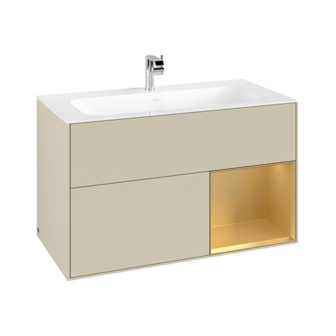 V&B Waschtischunterschrank Finion Reg re Gold matt, Silk Grey Matt Lacquer
