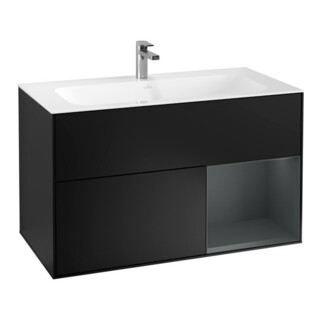 V&B Waschtischunterschrank Finion Reg re md bl. m Lac, Black matt lacquer